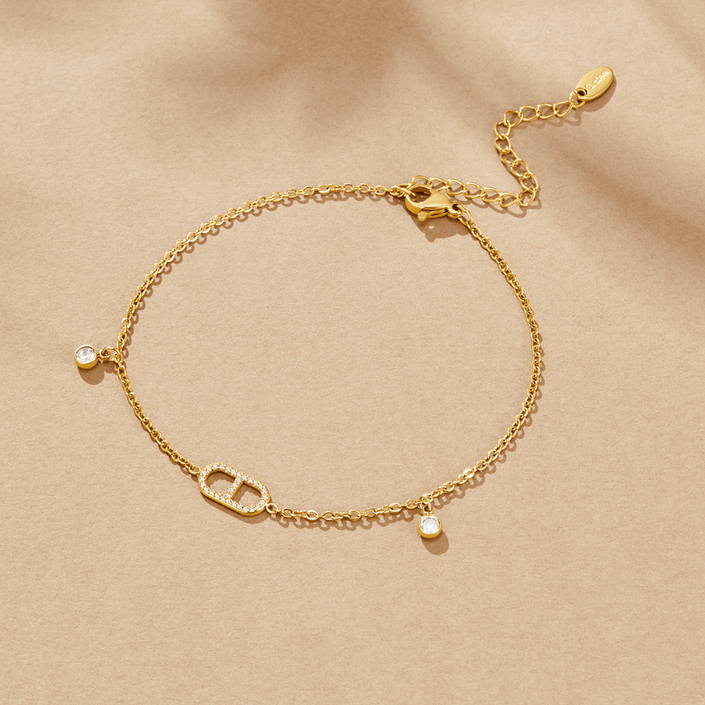Eliza Gold Crystal Anklet