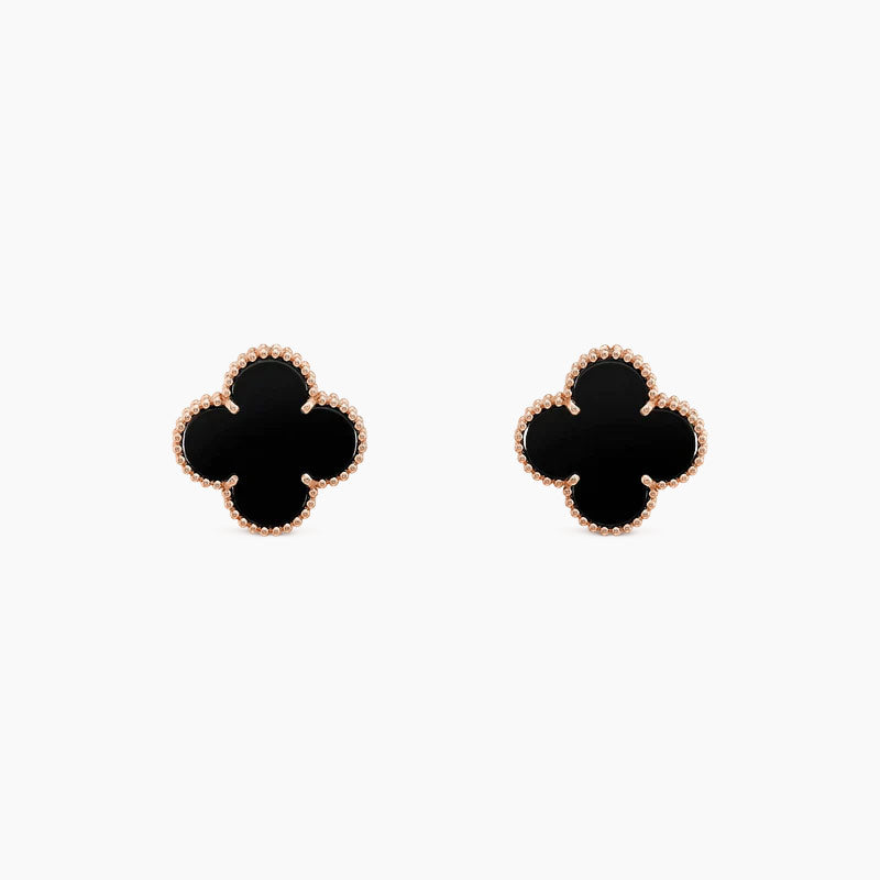 CLOVER MEDIUM 1 MOTIFS ONYX STUD EARRINGS
