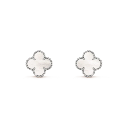 CLOVER MEDIUM 1 MOTIFS  WHITE MOP EARRINGS SILVER