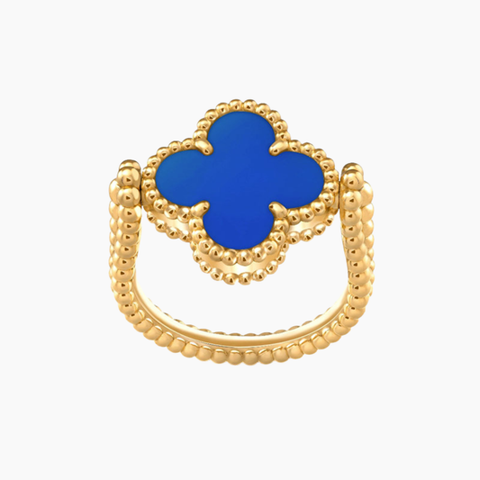 CLOVER RIVERSIBLE BLUE AGATE RING