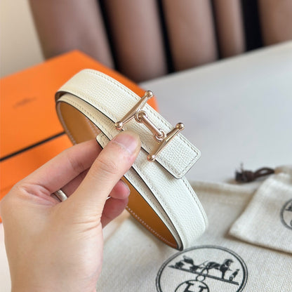 HELENE MORS H WENDBARER LEDERGÜRTEL — BRAUN &amp; WEISS (ROSA-GOLD BESCHLÄGE, 24 MM)