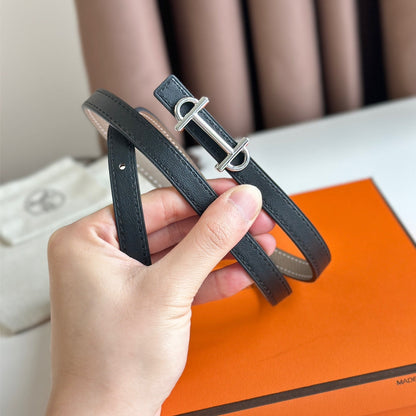 HELENE GAMMA WENDBARER LEDERGÜRTEL — KHAKIBRAUN &amp; SCHWARZ (SILBERNE BESCHLÄGE)