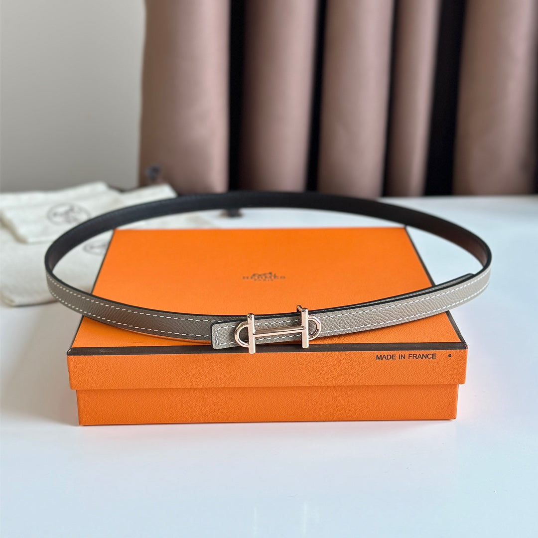 HELENE GAMMA WENDBARER LEDERGÜRTEL — KHAKIBRAUN & SCHWARZ (KUPFERBESCHLÄGE)