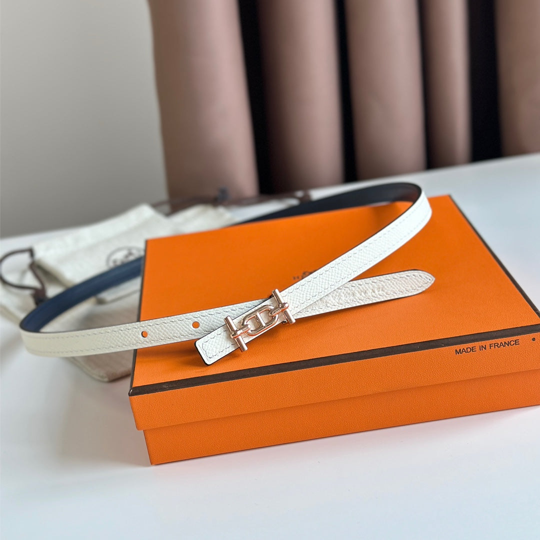 HELENE ANCRE WENDBARER LEDERGÜRTEL — WEISS &amp; MARINEBLAU (GOLDNE BESCHLÄGE)