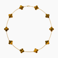 Kleeblatt-Halskette mit 10 Motiven und Tigerauge