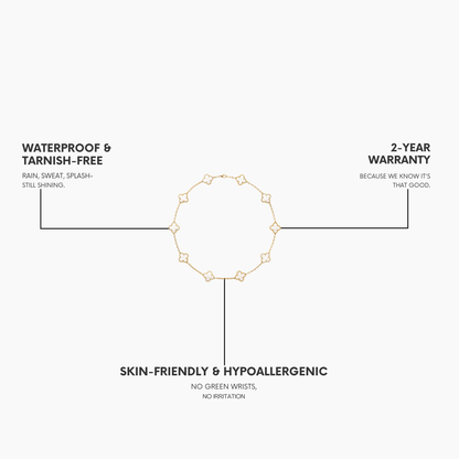 CLOVER 10 MOTIFS WHITE MOTHER OF PEARL NECKLACE