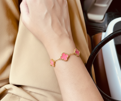 CLOVER 5 PINK MOP BRACELET