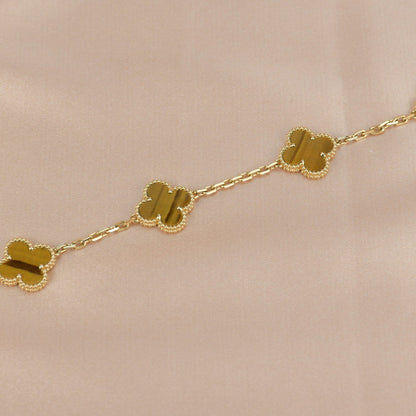 CLOVER  5 MOTIFS TIGER EYE BRACELET