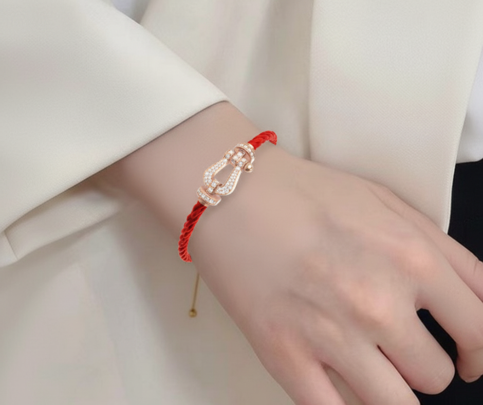 FORCE LARGE HORSESHOE HALF DIAMOND BRACELET ROSE GOLD