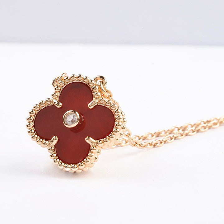 CLOVER 15MM DIAMANT-KARNELIAN-HALSKETTE
