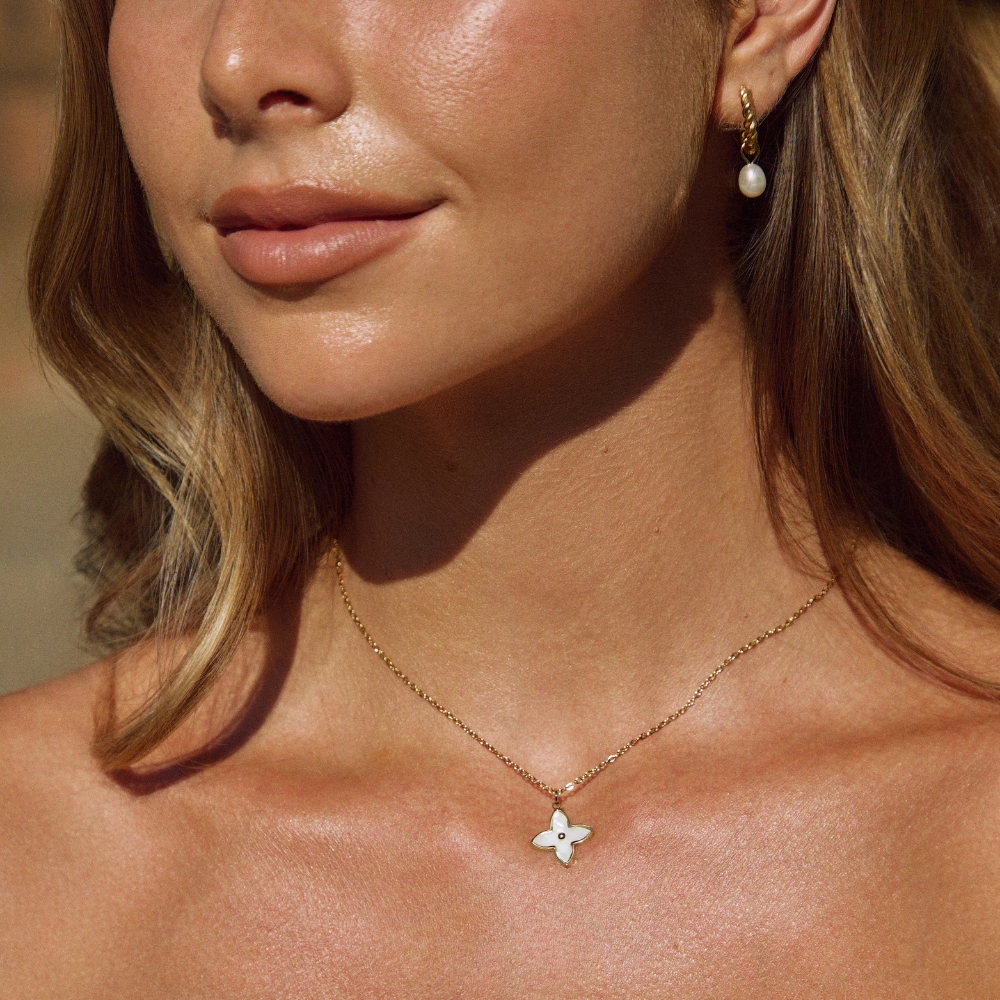 White Blossom Petal Necklace