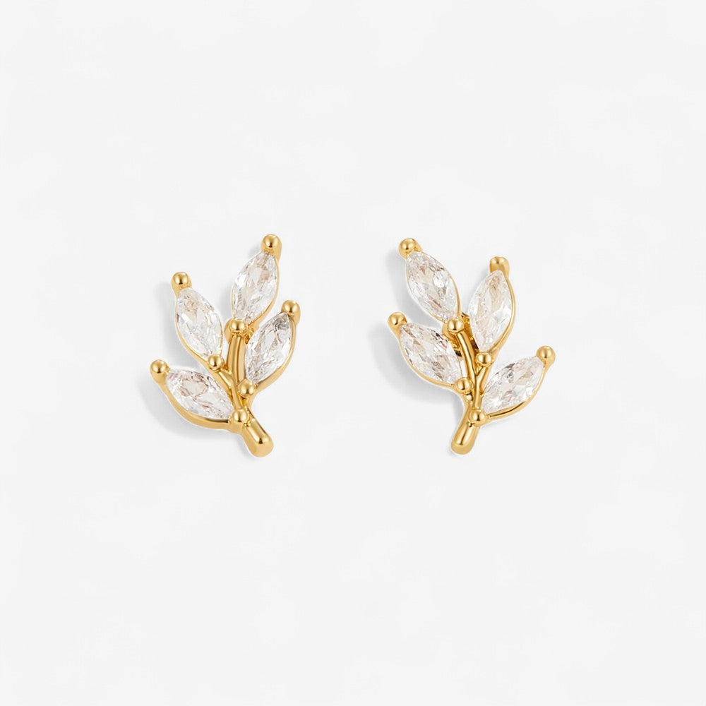 Crystal Leaf Stud Earrings