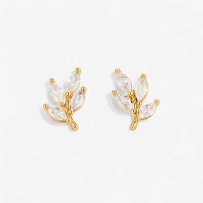 Crystal Leaf Stud Earrings