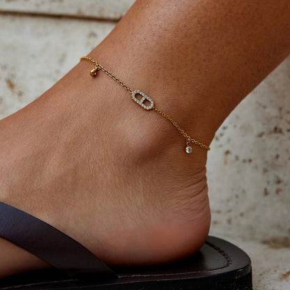 Eliza Gold Crystal Anklet