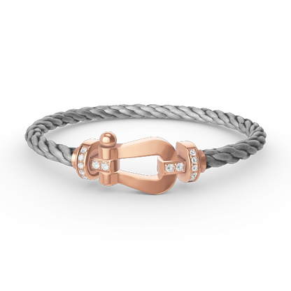 FORCE LARGE HORSESHOE HALF DIAMOND BRACELET ROSE GOLD