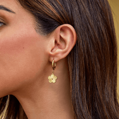 Golden Clover Hoop Earrings