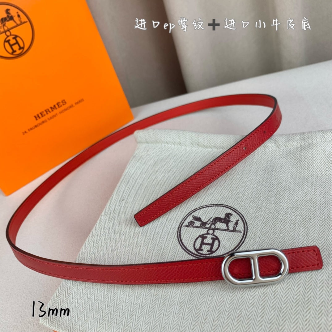 HELENE MAILLON LEDERGÜRTEL — KIRSCHROT (SILBERNE BESCHLÄGE)