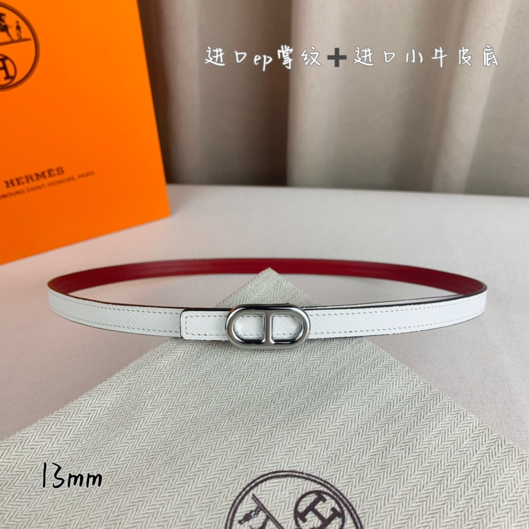 HELENE MAILLON LEDERGÜRTEL — WEISS (SILBERNE BESCHLÄGE)