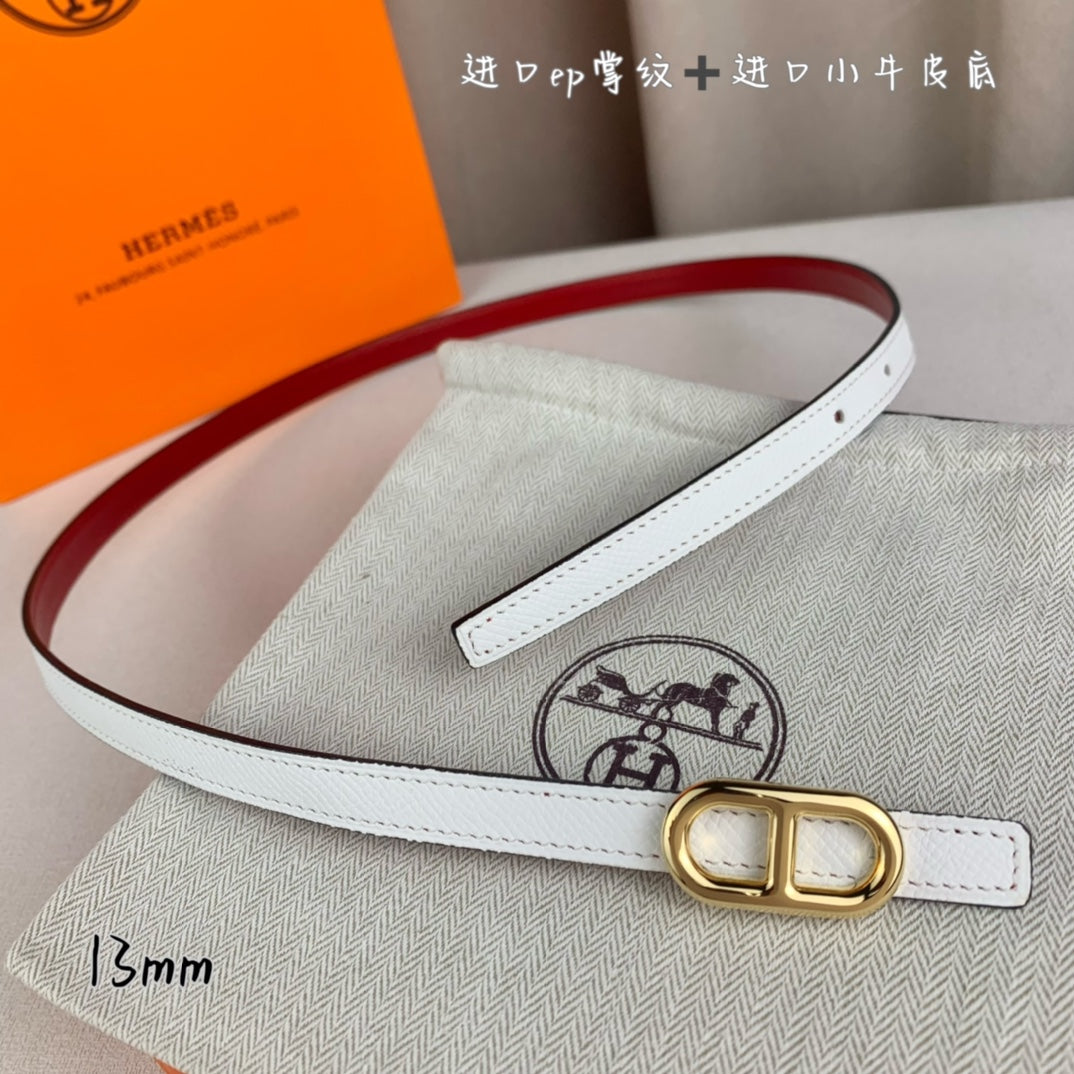 HELENE MAILLON LEDERGÜRTEL — WEISS (GOLD-BESCHLÄGE)