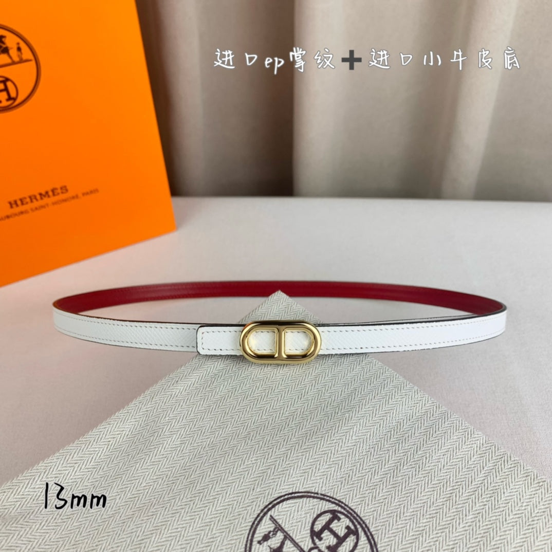 HELENE MAILLON LEDERGÜRTEL — WEISS (GOLD-BESCHLÄGE)