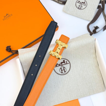 HELENE INFINI WENDBARER LEDERGÜRTEL — ORANGE EPSOM (GOLD BESCHLÄGE, 24 MM)