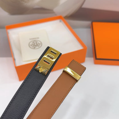 MAISON CDC LEDERGÜRTEL — SCHWARZES EPSOM (GOLD-BESCHLÄGE, 30 MM)