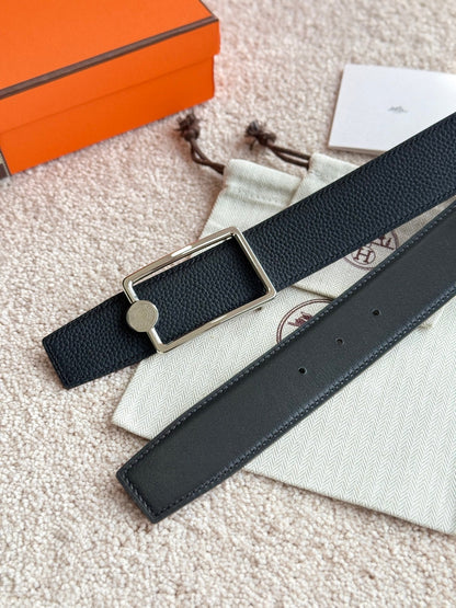 HELENE OSCAR LEDERGÜRTEL — SCHWARZ (SILBERNE BESCHLÄGE, 38 MM)