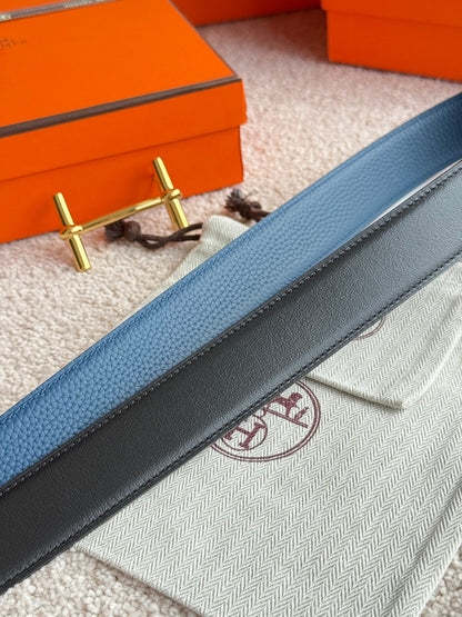 HELENE H D'ANCRE LEDERGÜRTEL — PREUSSISCHBLAU (GOLD-BESCHLÄGE, 38 MM)