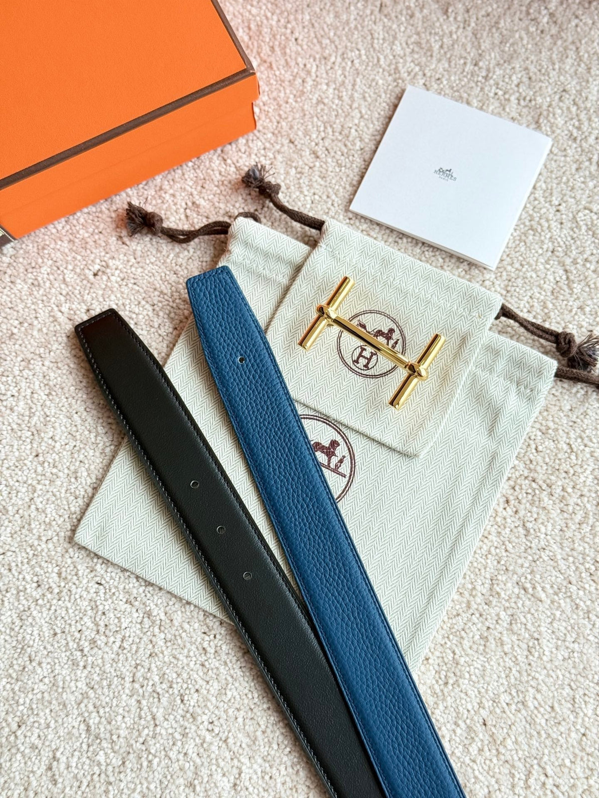 HELENE H D'ANCRE LEDERGÜRTEL — PREUSSISCHBLAU (GOLD-BESCHLÄGE, 38 MM)