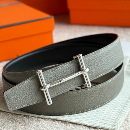 HELENE H D'ANCRE LEDERGÜRTEL — MEYER GRAU (SILBERNE BESCHLÄGE)