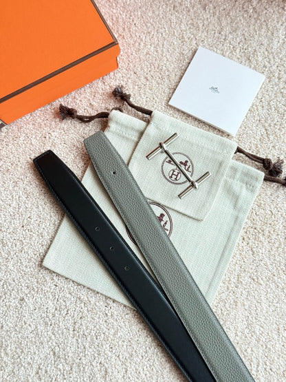 HELENE H D'ANCRE LEDERGÜRTEL — MEYER GRAU (SILBERNE BESCHLÄGE)