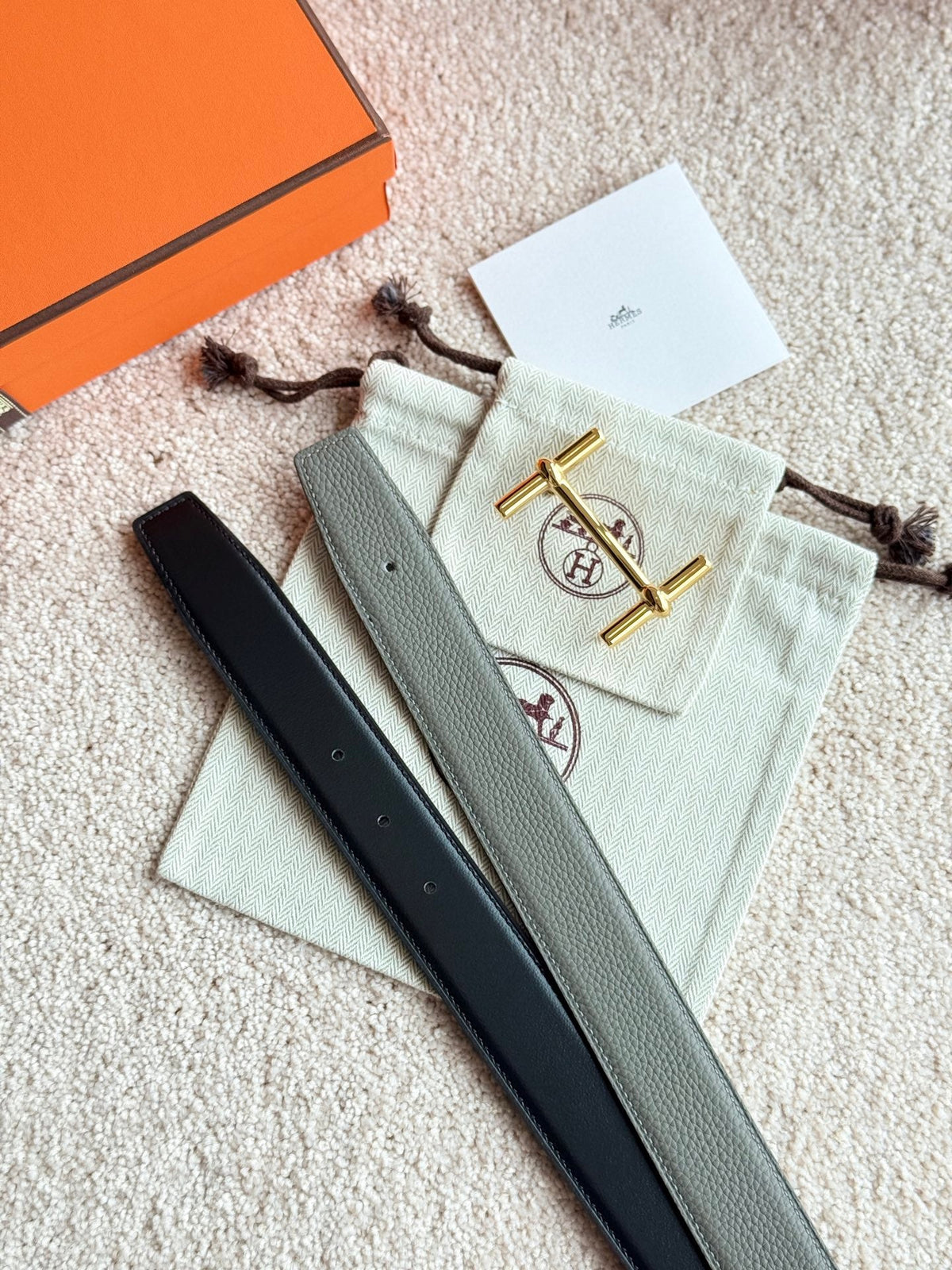 HELENE H D'ANCRE LEDERGÜRTEL — MEYER GRAU (GOLD BESCHLÄGE, 38 MM)