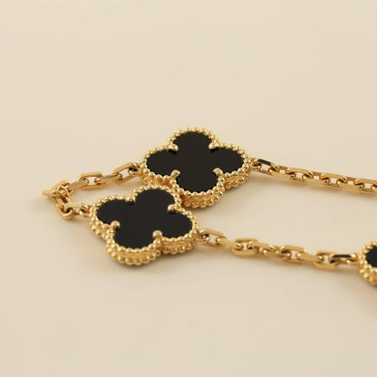 CLOVER  5 MOTIFS BLACK ONYX BRACELET