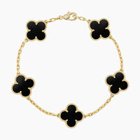 CLOVER  5 MOTIFS BLACK ONYX BRACELET