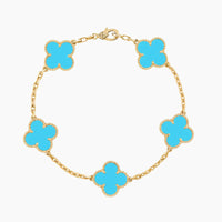 CLOVER 5 MOTIFS TURQUOISE BRACELET