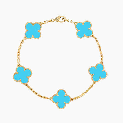 CLOVER 5 MOTIFS TURQUOISE BRACELET