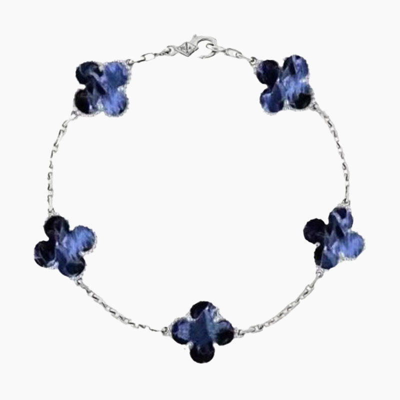 CLOVER 5 MOTIF PIETERSITE SILVER BRACELET