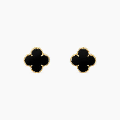 CLOVER MEDIUM 1 MOTIFS  ONYX STUD EARRINGS