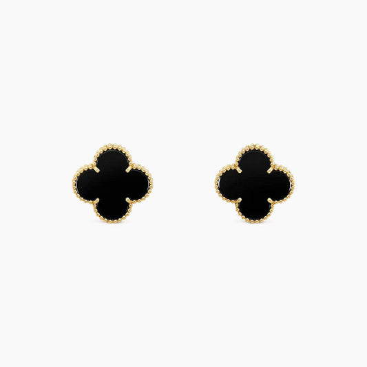CLOVER MEDIUM 1 MOTIFS  ONYX STUD EARRINGS