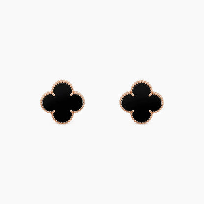 CLOVER MEDIUM 1 MOTIFS  ONYX STUD EARRINGS