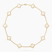 CLOVER 10 MOTIFS WHITE MOTHER OF PEARL NECKLACE