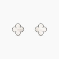 CLOVER MEDIUM 1 MOTIFS  WHITE MOP EARRINGS SILVER