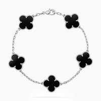 CLOVER 5 MOTIF ONYXS  BRACELET SILVER