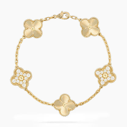 CLOVER BRACELET 5 MOTIFS GOLD DIAMOND