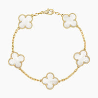 CLOVER  5 MOTIF WHITE MOP BRACELET