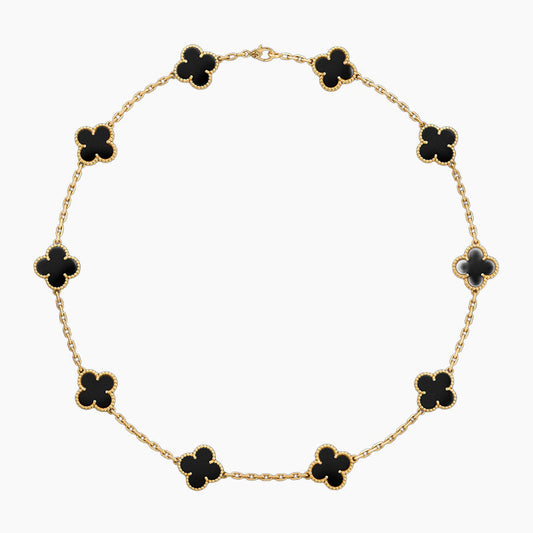CLOVER 10 MOTIFS ONYX NECKLACE