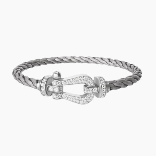 FORCE LARGE HORSESHOE FULL DIAMOND BRACELET SILVER
