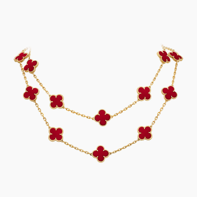 CLOVER 20 MOTIFS CARNELIAN NECKLACE