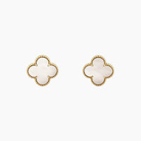 CLOVER MEDIUM 1 MOTIFS  WHITE MOP STUD EARRINGS