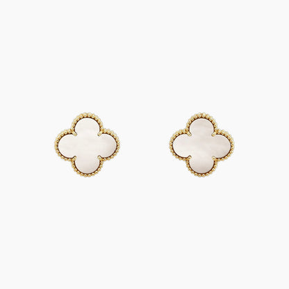 CLOVER MEDIUM 1 MOTIFS  WHITE MOP STUD EARRINGS